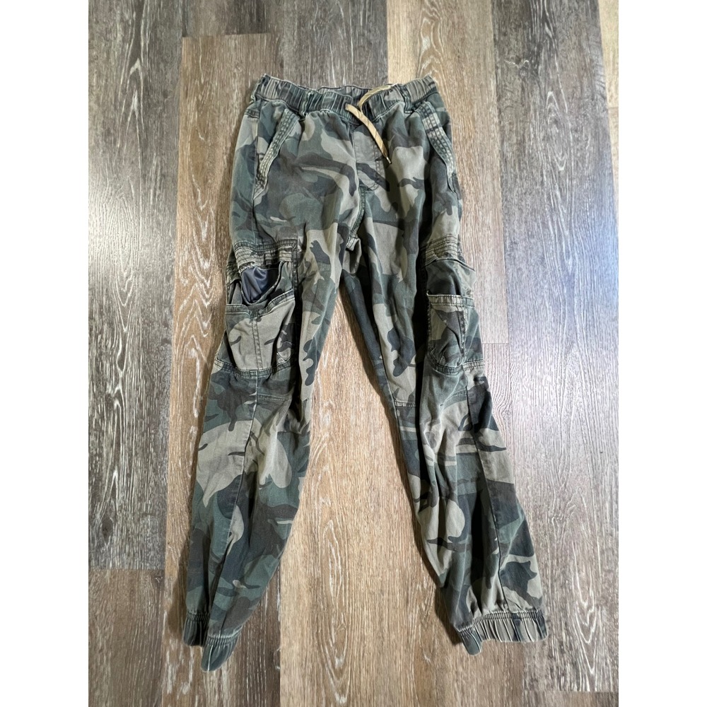 Old Navy Cargo Joggers Kids Size 14 Slim Green Camo Cotton Blend Pants